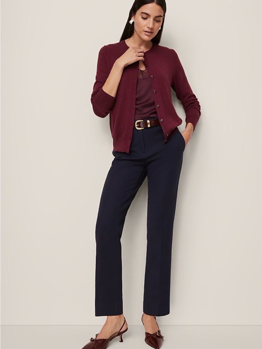 Ann Taylor Navy EVA Straight-Leg ankle Dress Pants size 12